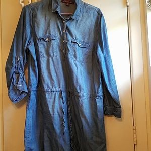 Chambray drawstring dress